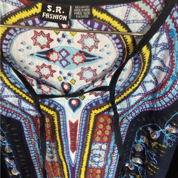 Navy Blue Patterned Women's Swim Cover-Up - Picture 3 of 3